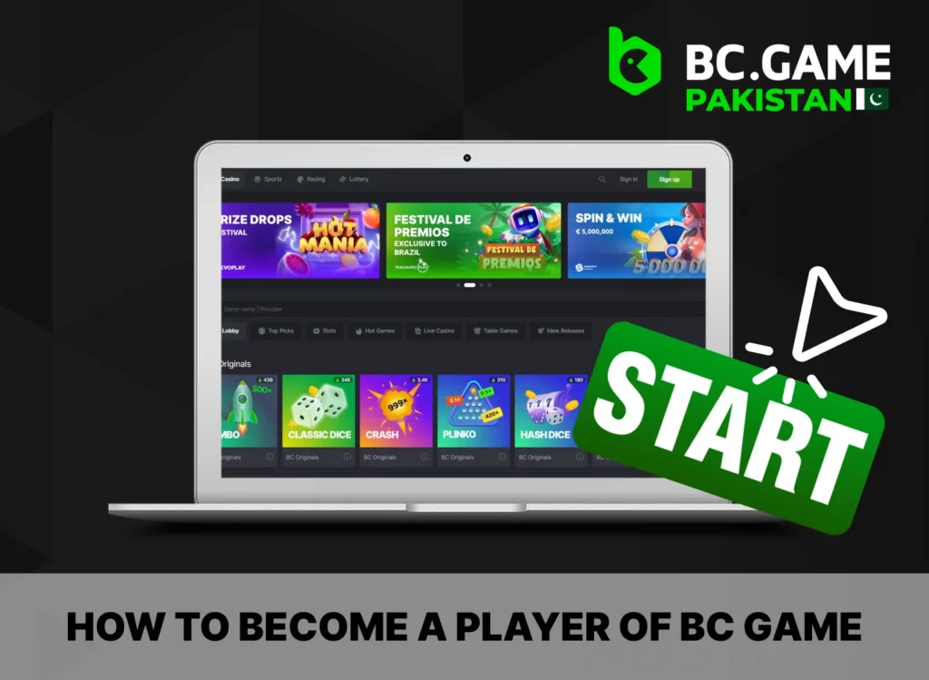 Join BC Game, create an account and play