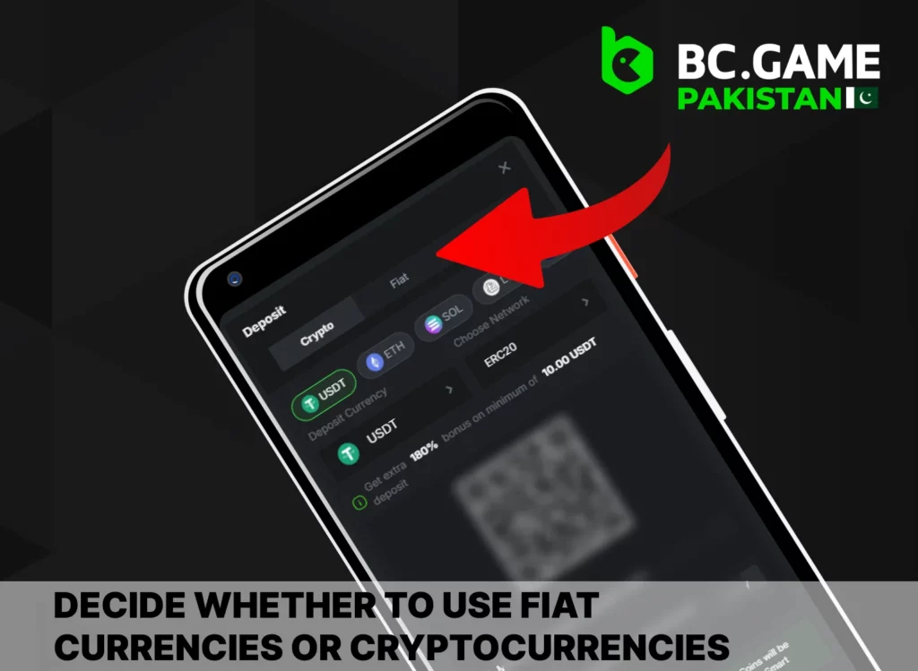 Choose a deposit option - BC Game Pakistan