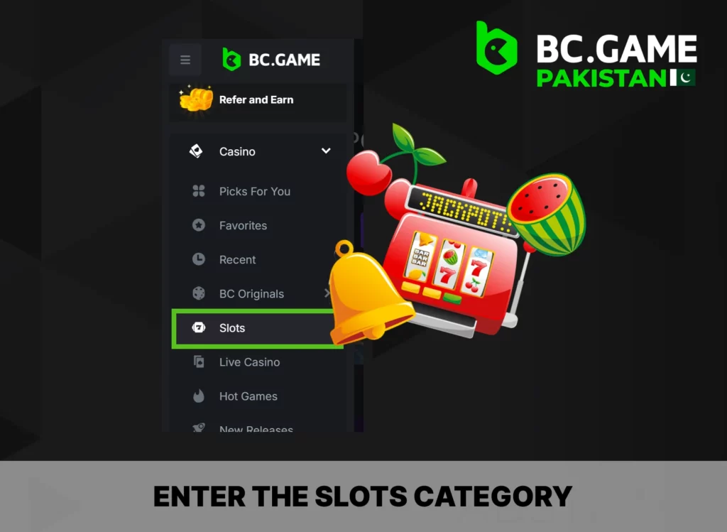 3rd step to play slots at BC Game