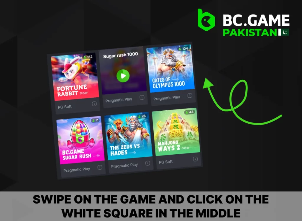 4th step to play slots at BC Game