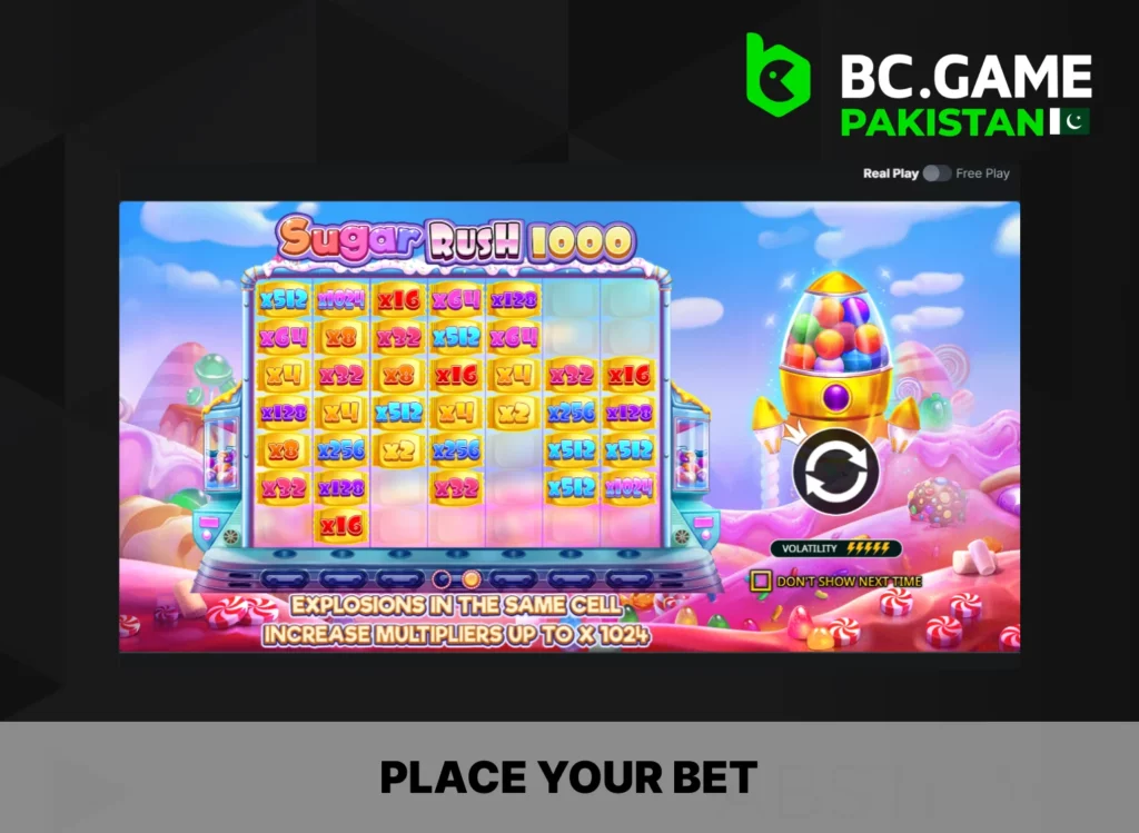 5th step to play slots at BC Game
