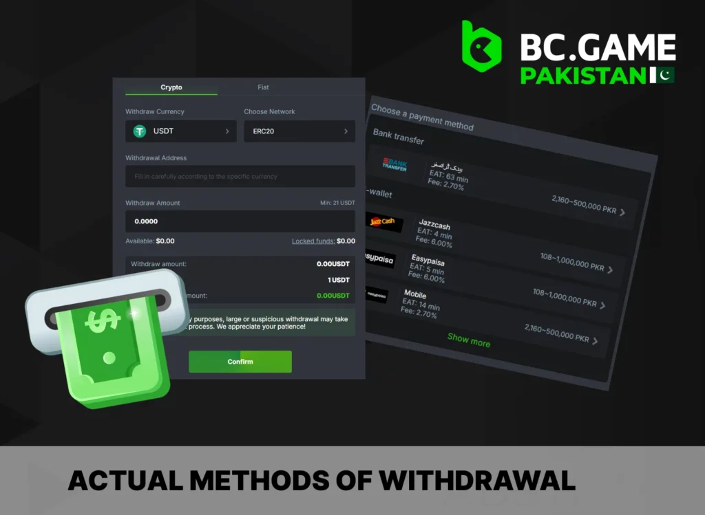 BC Game withdrawal methods