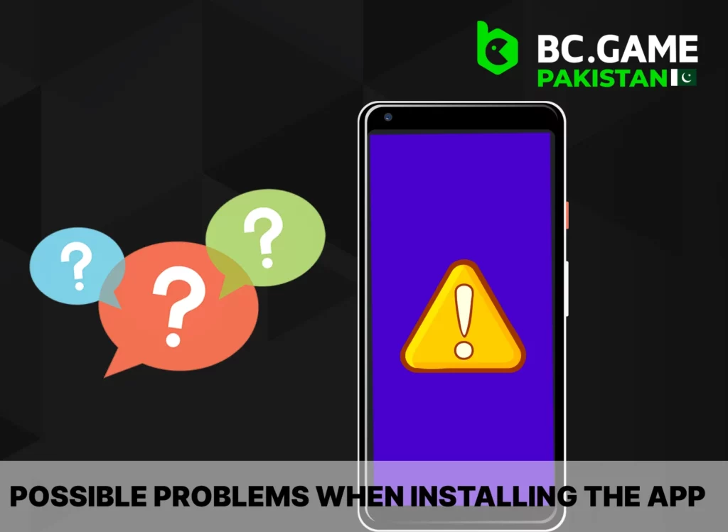 The following errors may occur when installing the BC Game application