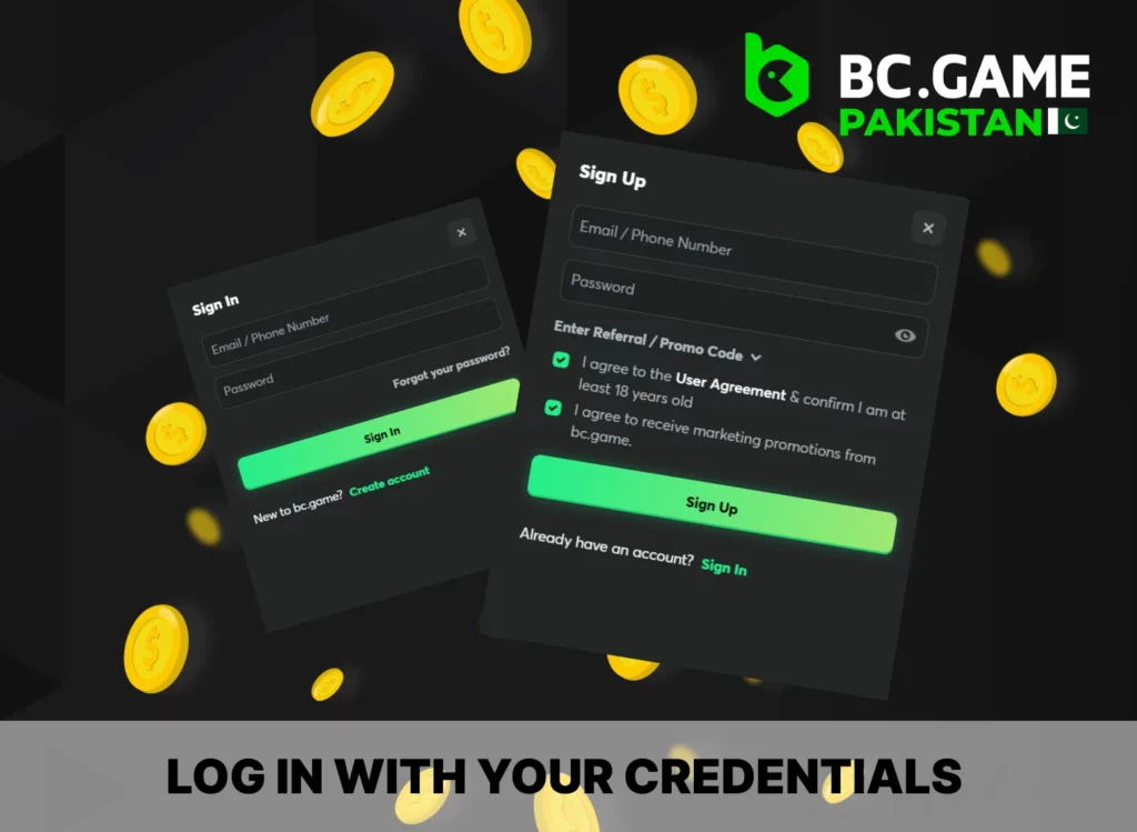 Log In at BC Games in Pakistan