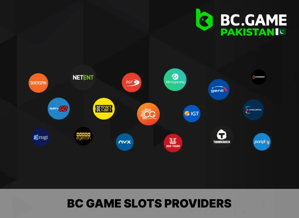 Providers of slots at BC Game for players from Pakistan