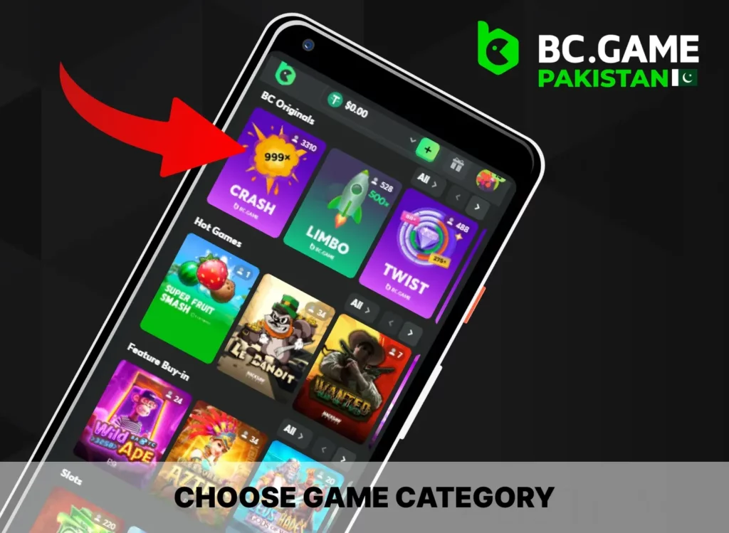 Select a category to play via BC Game in Pakistan