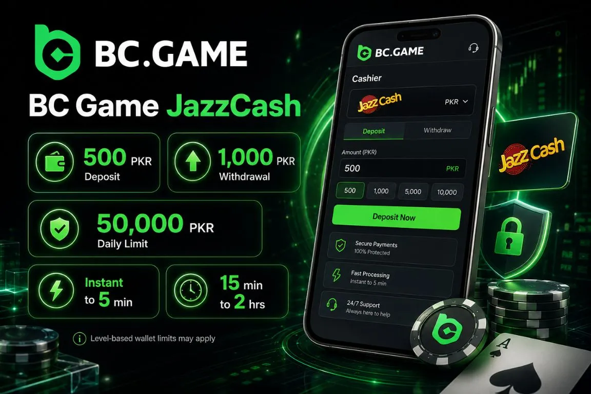 BC Game Processing Times and Limits for JazzCash Transactions